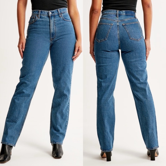 Abercrombie & Fitch Curve Love Ultra High Rise 90s Straight Jean - Picture 1 of 9